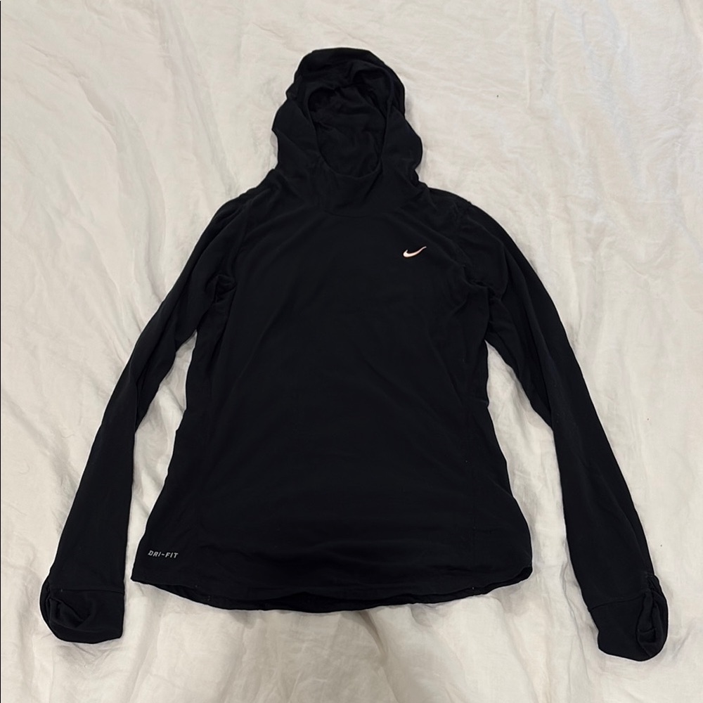 Nike Women's Black Hoodie Dri-Fit Top